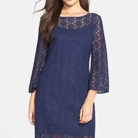 NWT LILLY PULITZER TOPANGA DRESS TRUE NAVY BREAKERS LACE - Picture 7 of 12